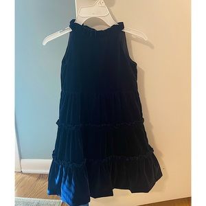 PERFECT FOR THE HOLIDAYS Janie&Jack deep blue velvet dress w/ high ruffle neck 3